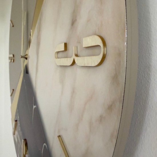 Orologio da parete 80 cm oro moderno legno resina effetto marmo marrone